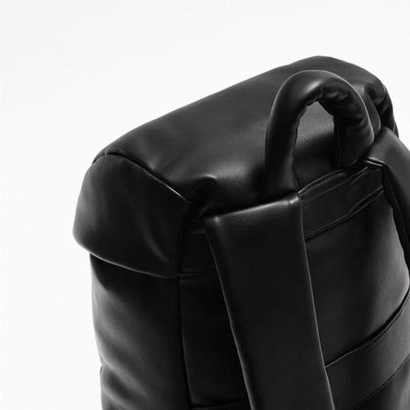 NWT. Zara Black Soft Quilted Backpack. main image 5